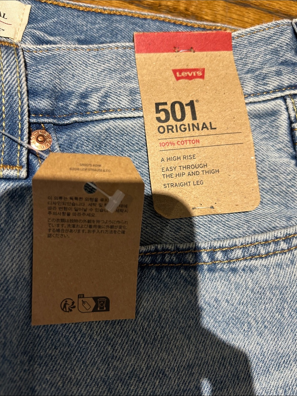 Levi's 501 Original Light Blue Distressed Straight Jeans - Picture 3 of 14